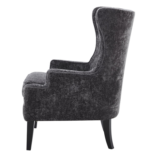 New Pacific Direct Clementine Fabric Wing Accent Arm Chair Opus Gray with Black Leg Finish 1900182-568-NPD