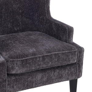 New Pacific Direct Clementine Fabric Wing Accent Arm Chair Opus Gray with Black Leg Finish 1900182-568-NPD