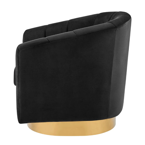 New Pacific Direct Natasha Velvet Fabric w/ Gold Metal Swivel Accent Arm Chair 1900187-575-NPD