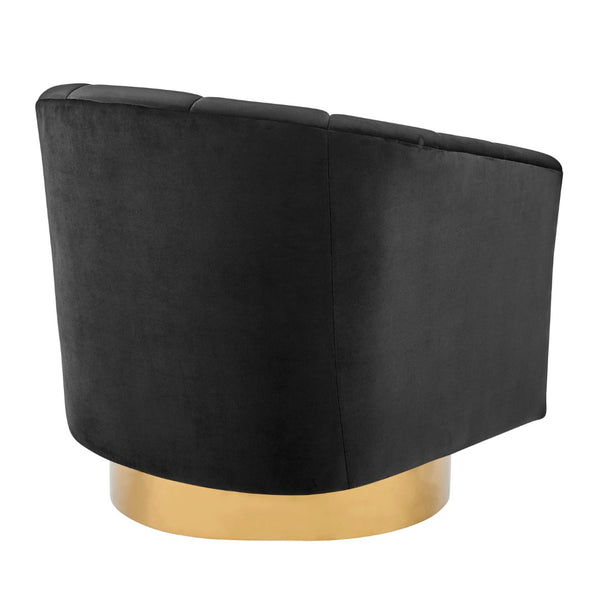 New Pacific Direct Natasha Velvet Fabric w/ Gold Metal Swivel Accent Arm Chair 1900187-575-NPD