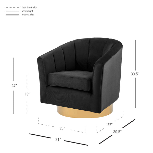 New Pacific Direct Natasha Velvet Fabric w/ Gold Metal Swivel Accent Arm Chair 1900187-575-NPD