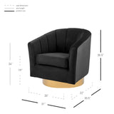 New Pacific Direct Natasha Velvet Fabric w/ Gold Metal Swivel Accent Arm Chair 1900187-575-NPD