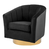 Natasha Velvet Fabric w/ Gold Metal Swivel Accent Arm Chair