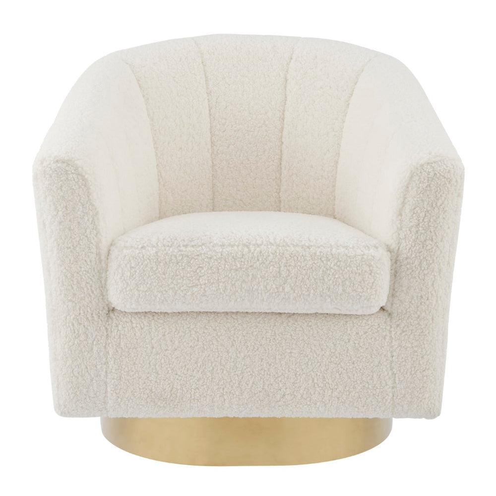New Pacific Direct Natasha Faux Shearling Fabric w/ Gold Metal Swivel Accent Arm Chair 1900192-560-NPD
