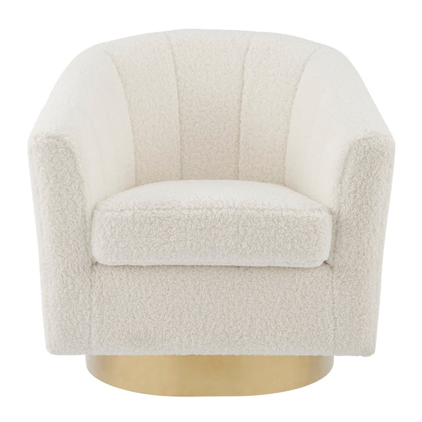 New Pacific Direct Natasha Faux Shearling Fabric w/ Gold Metal Swivel Accent Arm Chair 1900192-560-NPD