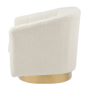 New Pacific Direct Natasha Faux Shearling Fabric w/ Gold Metal Swivel Accent Arm Chair 1900192-560-NPD