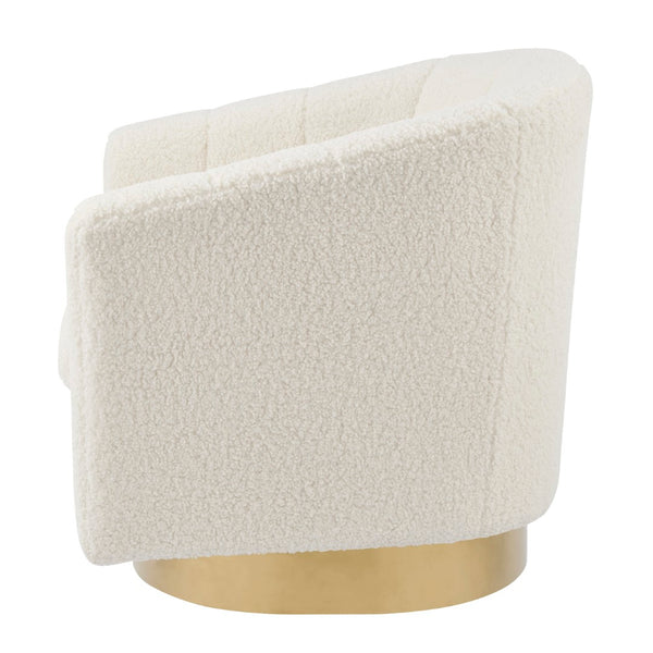 New Pacific Direct Natasha Faux Shearling Fabric w/ Gold Metal Swivel Accent Arm Chair 1900192-560-NPD