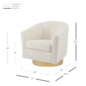 New Pacific Direct Natasha Faux Shearling Fabric w/ Gold Metal Swivel Accent Arm Chair 1900192-560-NPD