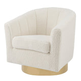 New Pacific Direct Natasha Faux Shearling Fabric w/ Gold Metal Swivel Accent Arm Chair 1900192-560-NPD