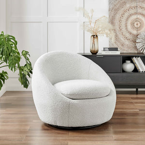 New Pacific Direct Adelmo Fabric Swivel Accent Chair SFX2 Boucle Beige