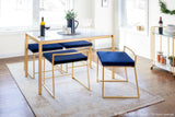 Fuji 5-Piece Contemporary/Glam Dining Set in Gold Metal, White Marble and Blue Velvet Fabric by LumiSource