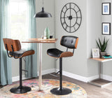 Lombardi Mid-Century Modern Adjustable Barstool in Walnut with Black Faux Leather by LumiSource