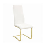 Chanel Modern Dining Chairs Set of 4 - Elegant White Leatherette with Rustic Brass L-Shape Legs