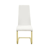 Chanel Modern Dining Chairs Set of 4 - Elegant White Leatherette with Rustic Brass L-Shape Legs