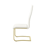 Chanel Modern Dining Chairs Set of 4 - Elegant White Leatherette with Rustic Brass L-Shape Legs