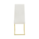 Chanel Modern Dining Chairs Set of 4 - Elegant White Leatherette with Rustic Brass L-Shape Legs