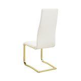 Chanel Modern Dining Chairs Set of 4 - Elegant White Leatherette with Rustic Brass L-Shape Legs