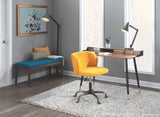 Fran Contemporary Task Chair in Yellow Corduroy Fabric by LumiSource
