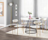 Canary Contemporary Dining Table in Black Metal and White Wood Top by LumiSource
