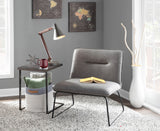 Casper Industrial Accent Chair in Black Metal and Grey Faux Leather by LumiSource