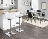 Mirage Contemporary Adjustable Barstool with Swivel in White by LumiSource