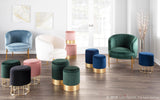 Marla Contemporary/Glam Nesting Ottoman Set in Gold Metal and Green Velvet by LumiSource