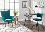 Tania Contemporary Task Chair in Black Metal and Teal Velvet by LumiSource