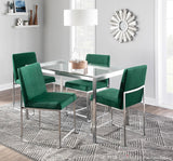 High Back Fuji Contemporary Dining Chair in Stainless Steel and Green Velvet by LumiSource - Set of 2