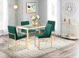 High Back Fuji Contemporary Dining Chair in Gold and Green Velvet by LumiSource - Set of 2