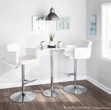Stout Contemporary Adjustable Barstool with Swivel and White Faux Leather by LumiSource