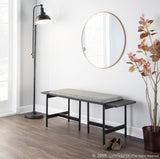 Chloe Contemporary Bench in Black Metal and Grey Fabric with Black Wood Accents by LumiSource