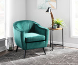 Rockwell Contemporary Accent Chair with Black Wooden Legs and Green Velvet by LumiSource
