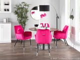 Wendy Glam Chair in Black Metal and Hot Pink Velvet with Chrome Accents by LumiSource - Set of 2