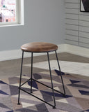 Country Rustic Counter Height Stool Saddle and Dark Gunmetal