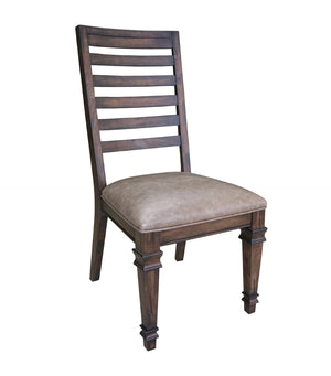 Delphine Rustic Ladder Back Dining Chairs Set of 2 - Elegant Leatherette Seat, Classic Style