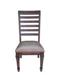 Delphine Rustic Ladder Back Dining Chairs Set of 2 - Elegant Leatherette Seat, Classic Style