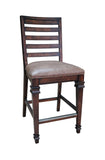 Delphine Rustic Counter Height Chairs Set of 2 - Elegant Brown Leatherette & Sturdy Asian Hardwood