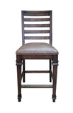 Delphine Rustic Counter Height Chairs Set of 2 - Elegant Brown Leatherette & Sturdy Asian Hardwood