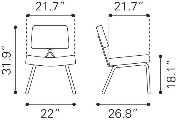 Zuo Modern Nicole 100% Polyester, Plywood, Steel Modern Commercial Grade Dining Chair Set - Set of 2 Blue, Gold 100% Polyester, Plywood, Steel