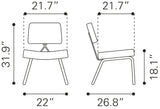 English Elm EE2771 100% Polyester, Plywood, Steel Modern Commercial Grade Dining Chair Set - Set of 2 Blue, Gold 100% Polyester, Plywood, Steel