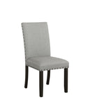 Country Rustic Upholstered Side Chairs Set of 2 - Grey Fabric, Antique Noir Legs, Comfortable Design