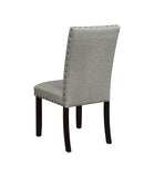 Country Rustic Upholstered Side Chairs Set of 2 - Grey Fabric, Antique Noir Legs, Comfortable Design