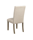 Coleman Upholstered Side Chairs Set of 2 - Stylish Beige Linen with Rustic Brown Legs & Nailhead Trim