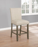 Casual Upholstered Stools with Nailhead Trim Beige (Set of 2)
