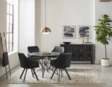 Modern Tufted Sloped Arm Swivel Dining Chair Black and Gunmetal