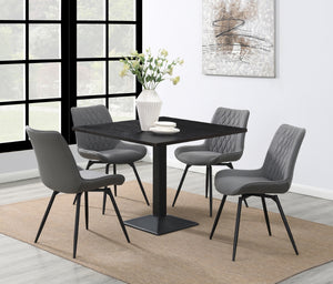 Moxee Modern Square Dining Table Espresso and Gunmetal