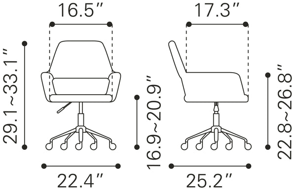 Zuo Modern Athair 100% Polyester, Plywood, Steel Modern Commercial Grade Office Chair Beige, Black 100% Polyester, Plywood, Steel
