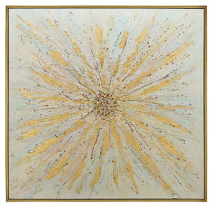 Sagebrook Home Contemporary 52x52 Gold Bursts Canvas On Gold Frame 70082 Gold Pine