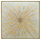 Contemporary 52x52 Gold Bursts Canvas On Gold Frame