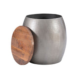 Royce Drum Side Table With Storage Pewter